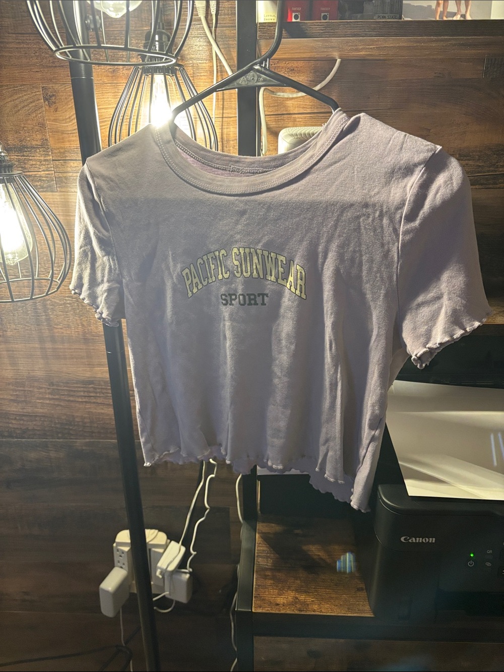 Pacific Sunwear Lavender Ruffle Hem Crop Tee